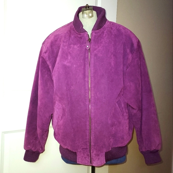 Vintage Purple Suede Quilted Bomber by Arizona Jean Co. - Picture 1 of 11